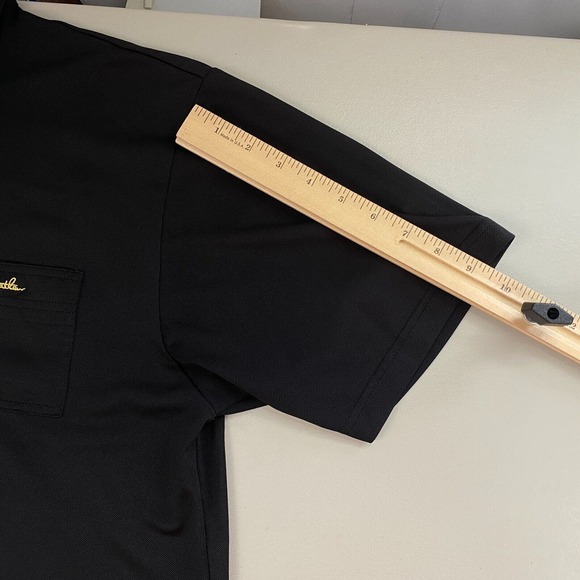 Travis Mathew Polo Shirt Mens Large Winged Solid Black Logo Pocket Short Sleeve - Picture 5 of 14